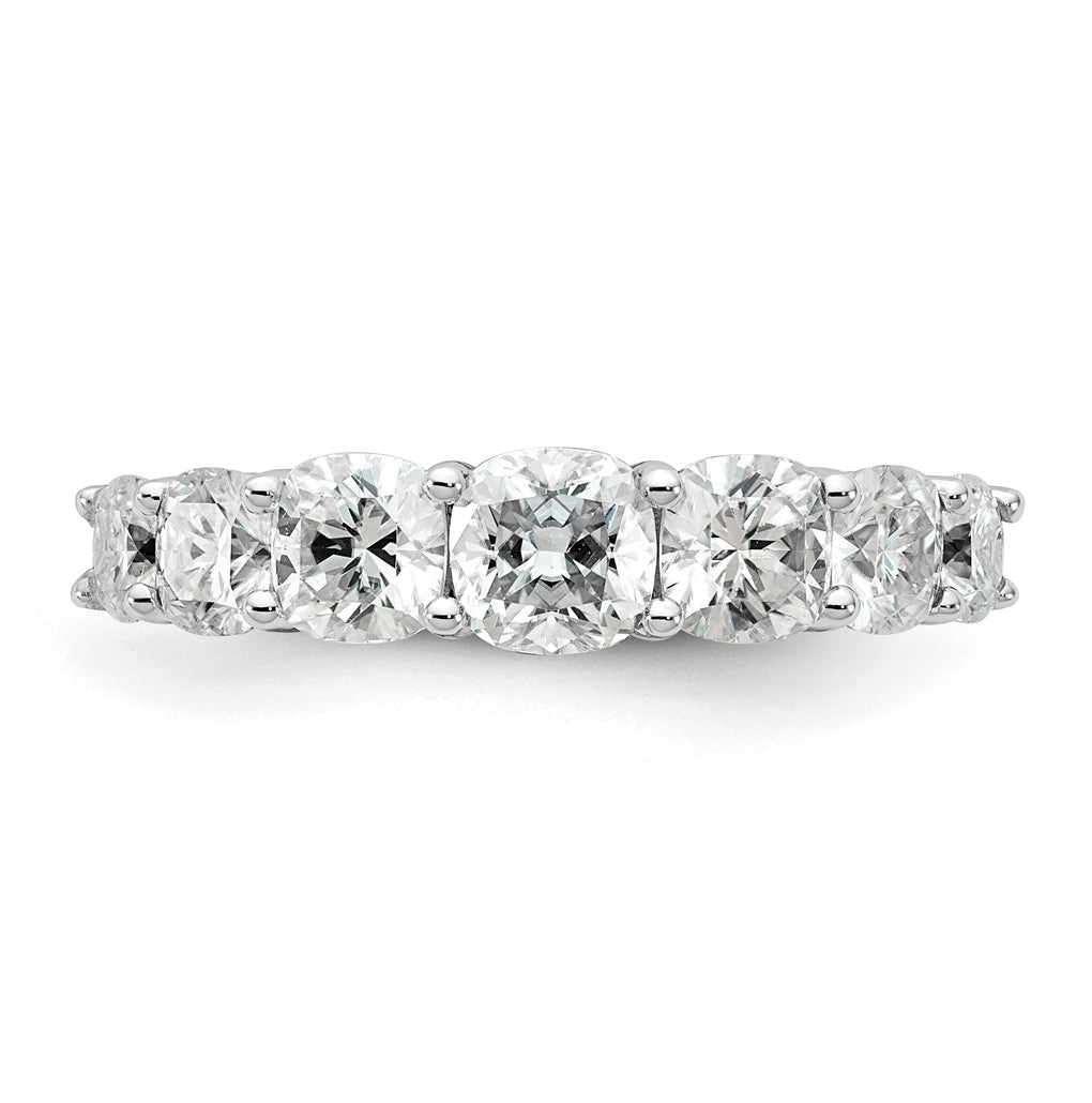 14k White Gold 3 1/3 carat Lab Grown Diamond VS+ F+ Cushion Complete Seven Stone Band