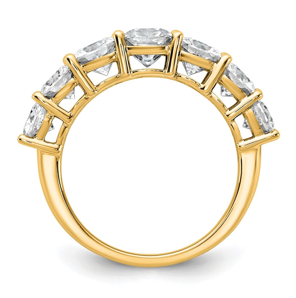 14k Yellow Gold 3 1/3 carat Lab Grown Diamond VS+ F+ Cushion Complete Seven Stone Band
