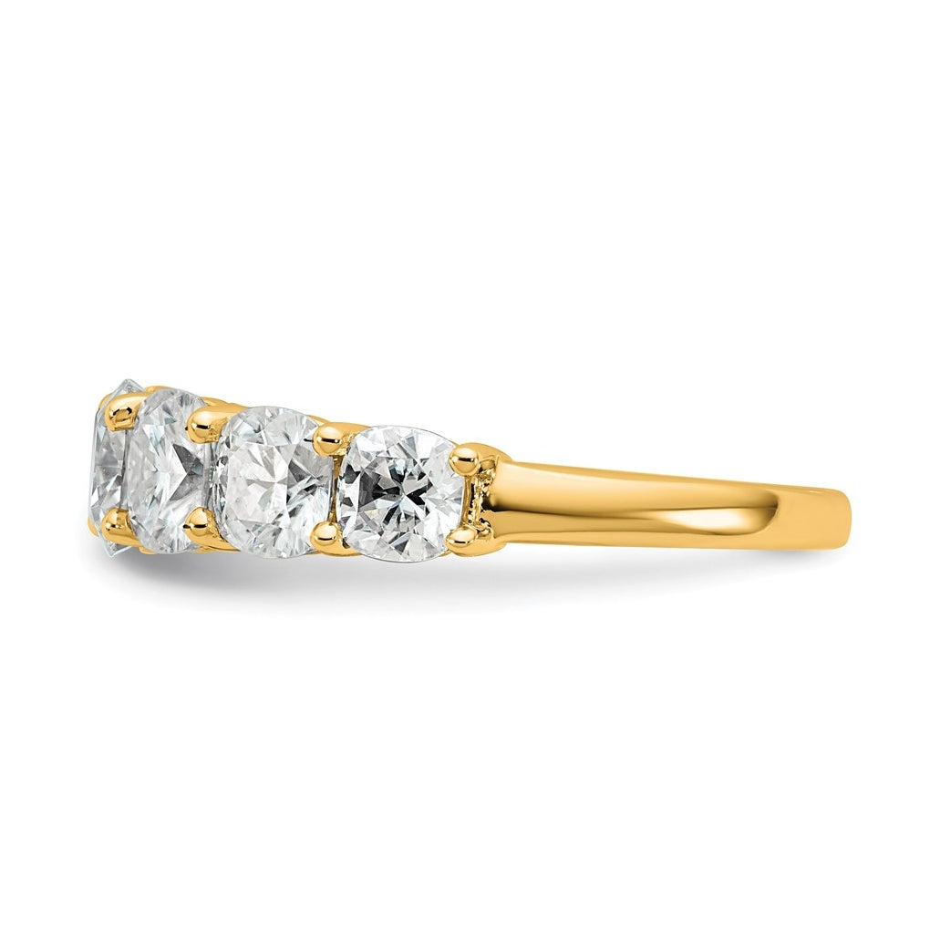 14k Yellow Gold 3 1/3 carat Lab Grown Diamond VS+ F+ Cushion Complete Seven Stone Band