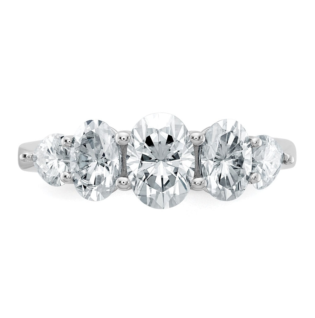 14k White Gold 2 1/6 carat Lab Grown Diamond VS+ F+ Complete Five Stone Band
