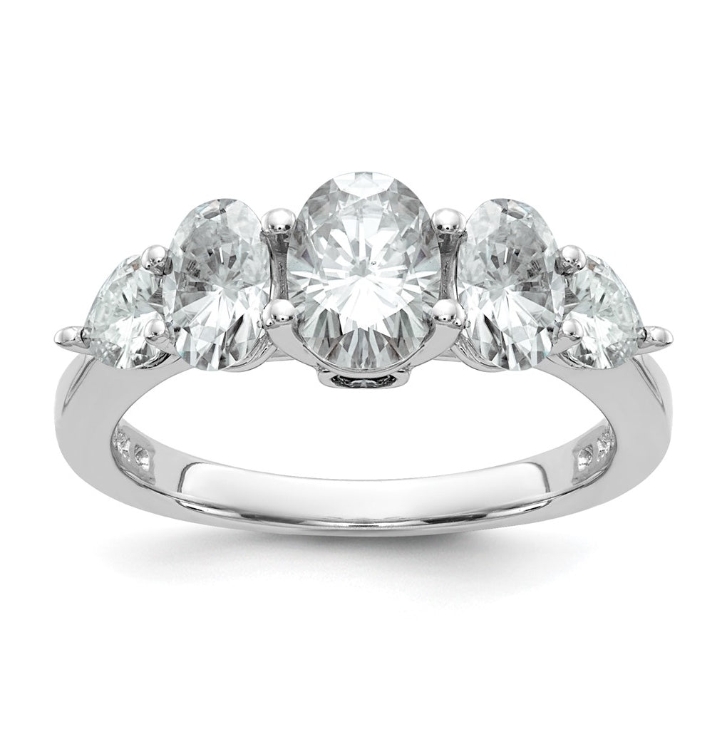 14k White Gold 2 1/6 carat Lab Grown Diamond VS+ F+ Complete Five Stone Band