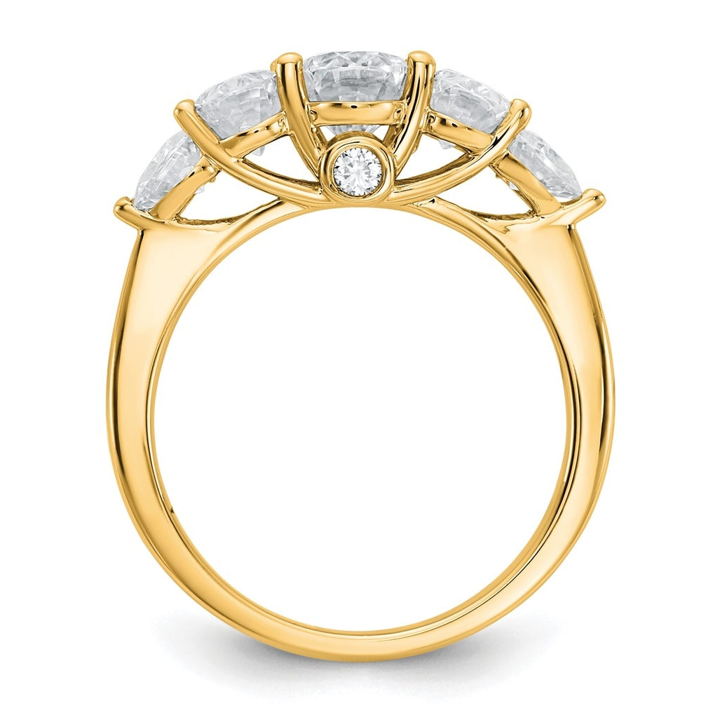 14k Yellow Gold 2 1/6 carat Lab Grown Diamond VS+ F+ Complete Five Stone Band