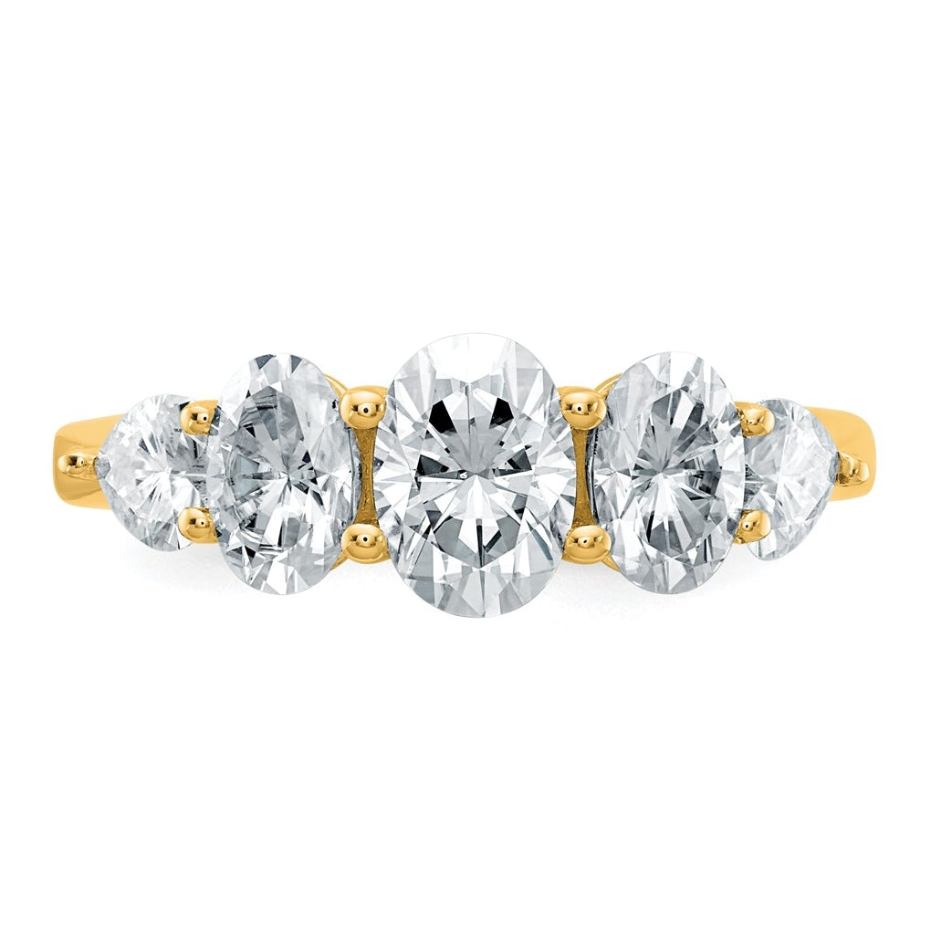 14k Yellow Gold 2 1/6 carat Lab Grown Diamond VS+ F+ Complete Five Stone Band