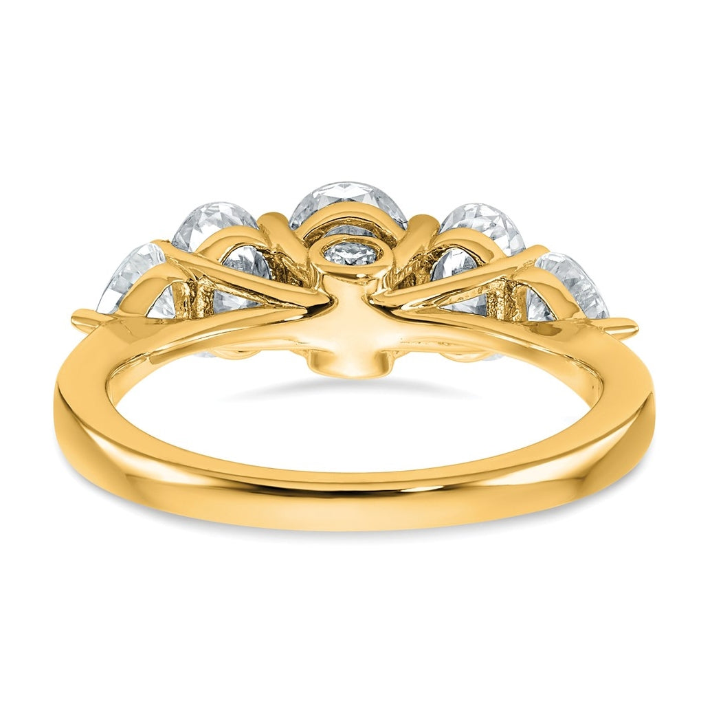 14k Yellow Gold 2 1/6 carat Lab Grown Diamond VS+ F+ Complete Five Stone Band