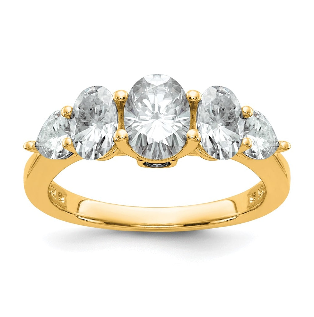 14k Yellow Gold 2 1/6 carat Lab Grown Diamond VS+ F+ Complete Five Stone Band