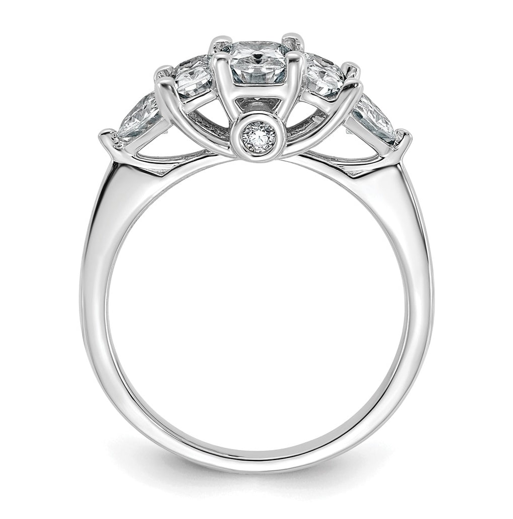14k White Gold 1 3/4 carat Lab Grown Diamond VS+ F+ Radiant and Trillion Five Stone Complete Band