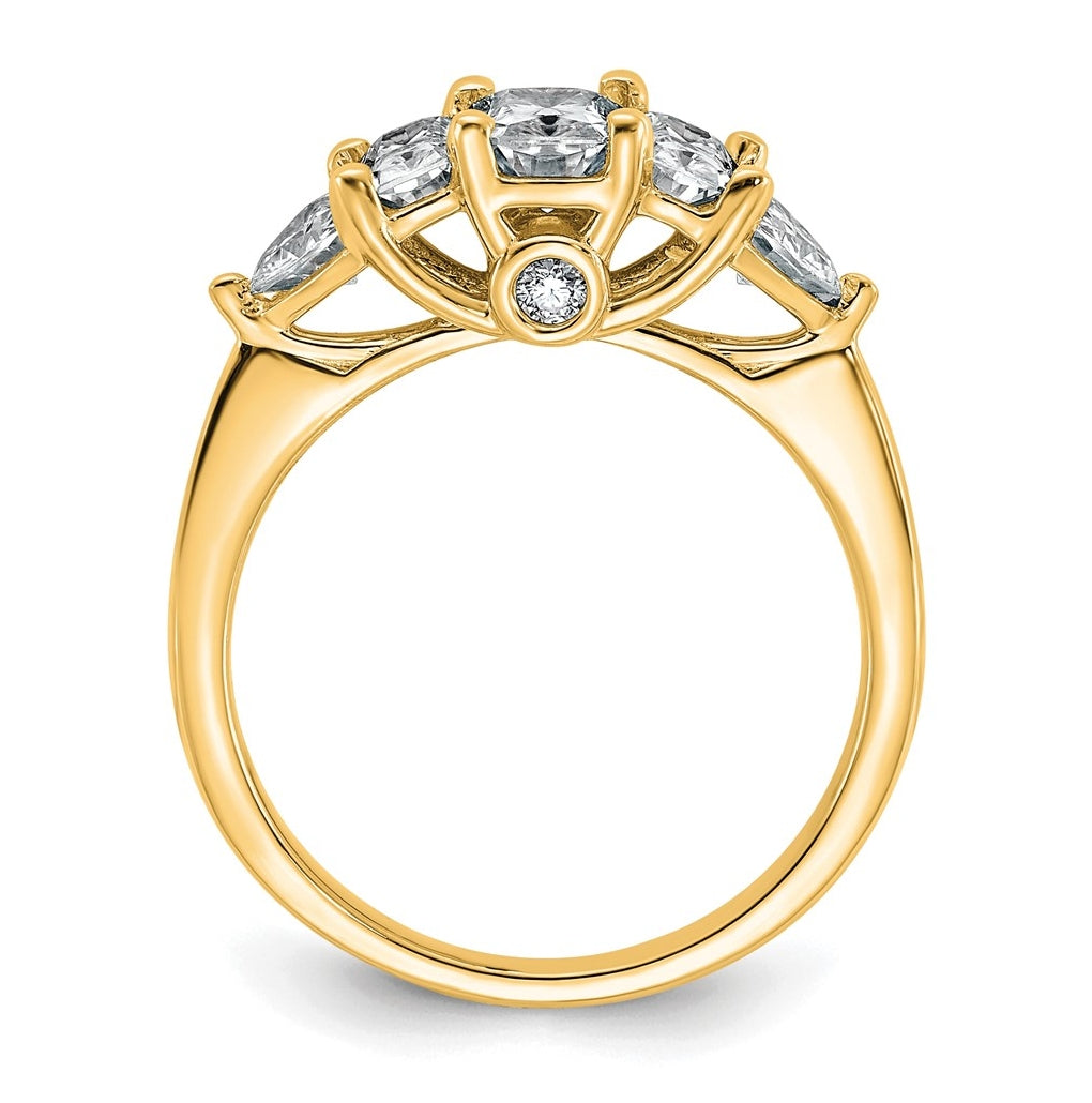 14k Yellow Gold 1 3/4 carat Lab Grown Diamond VS+ F+ Radiant and Trillion Five Stone Complete Band