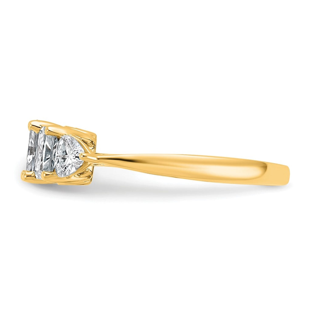 14k Yellow Gold 1 3/4 carat Lab Grown Diamond VS+ F+ Radiant and Trillion Five Stone Complete Band