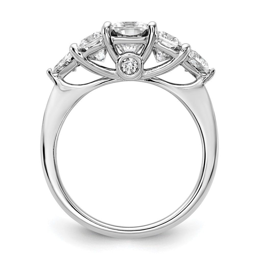 14k White Gold 2 3/4 carat Lab Grown Diamond VS+ F+ Radiant and Trillion Five Stone Complete Band