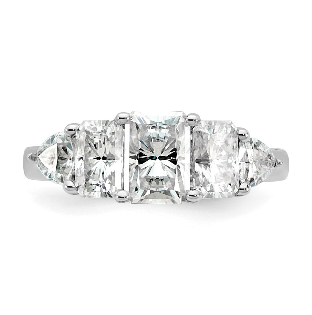 14k White Gold 2 3/4 carat Lab Grown Diamond VS+ F+ Radiant and Trillion Five Stone Complete Band