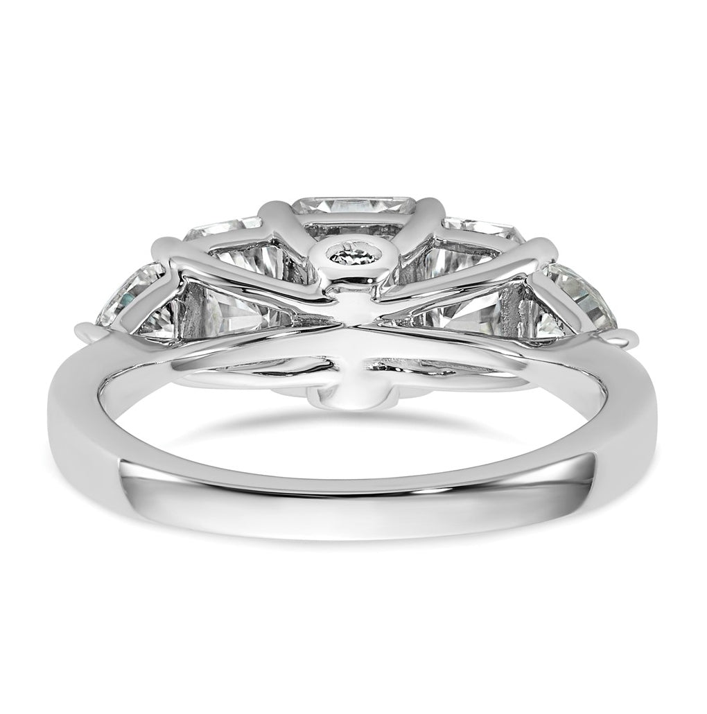 14k White Gold 2 3/4 carat Lab Grown Diamond VS+ F+ Radiant and Trillion Five Stone Complete Band