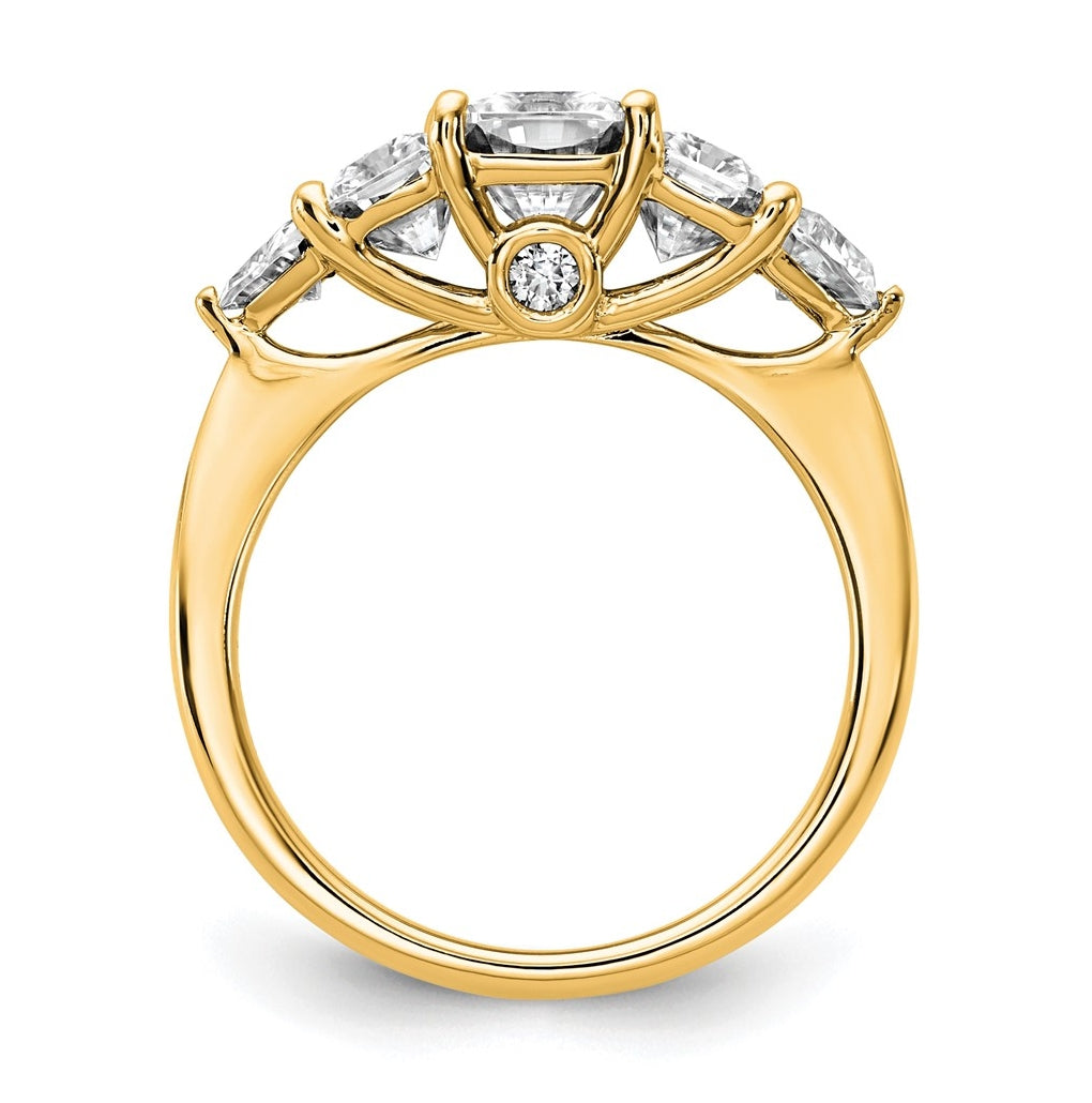 14k Yellow Gold 2 3/4 carat Lab Grown Diamond VS+ F+ Radiant and Trillion Five Stone Complete Band