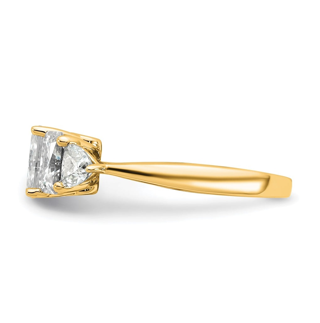 14k Yellow Gold 2 3/4 carat Lab Grown Diamond VS+ F+ Radiant and Trillion Five Stone Complete Band
