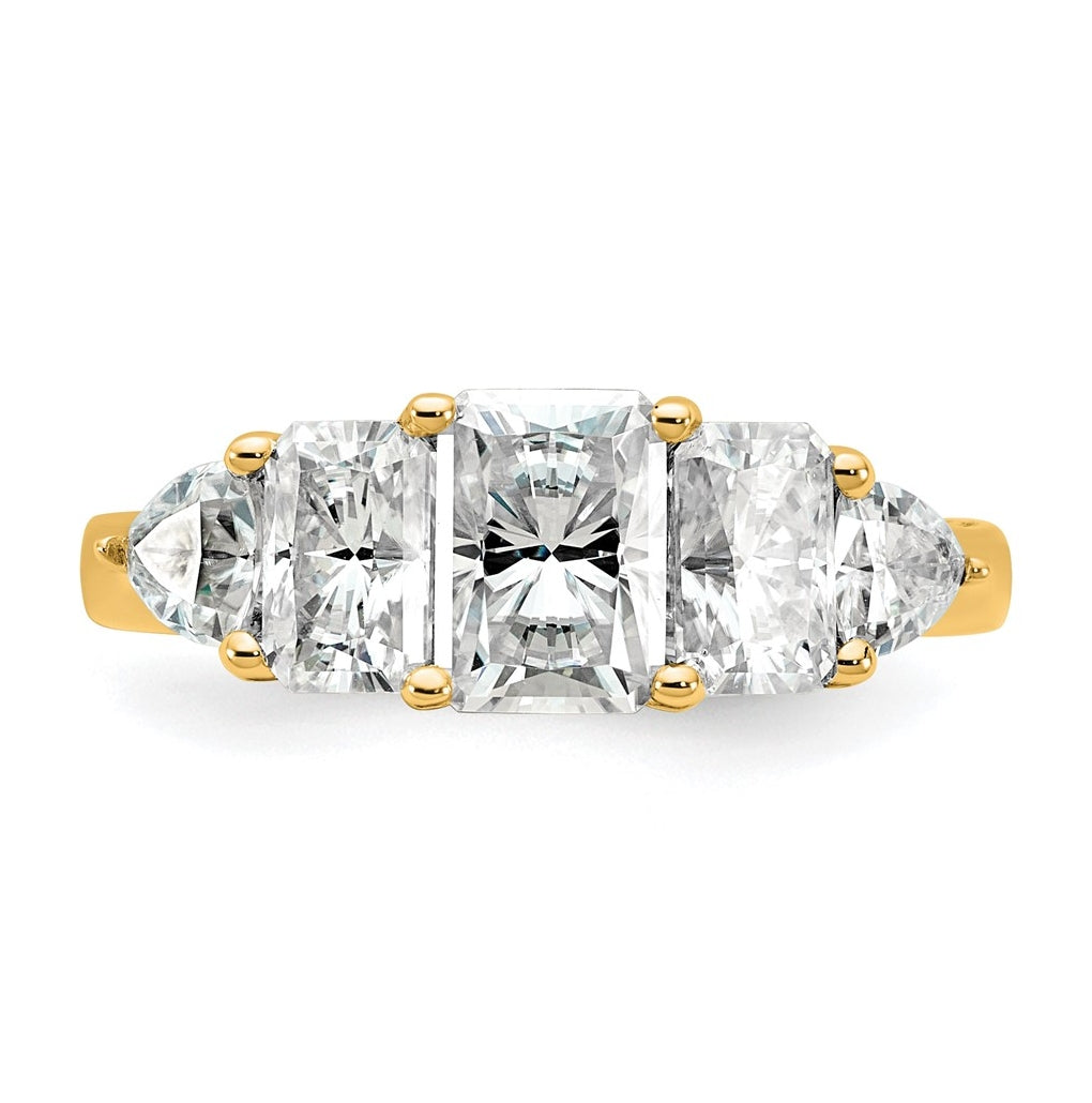 14k Yellow Gold 2 3/4 carat Lab Grown Diamond VS+ F+ Radiant and Trillion Five Stone Complete Band