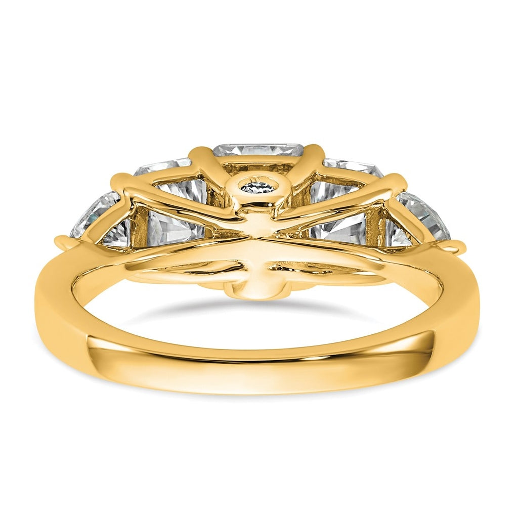 14k Yellow Gold 2 3/4 carat Lab Grown Diamond VS+ F+ Radiant and Trillion Five Stone Complete Band