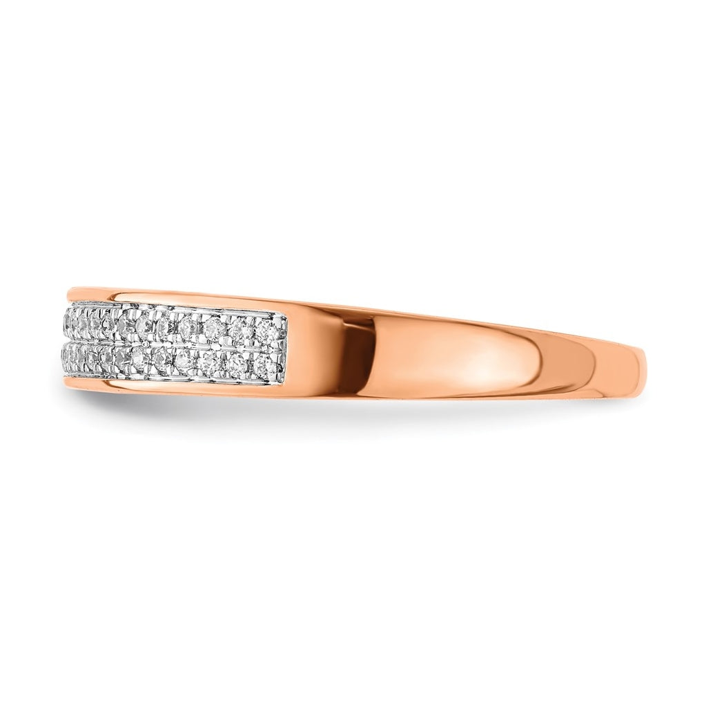 14k White Gold 2-row Diamond Band – Elegant Jewelry Gift for Birthday, Anniversary, Engagement, Wedding