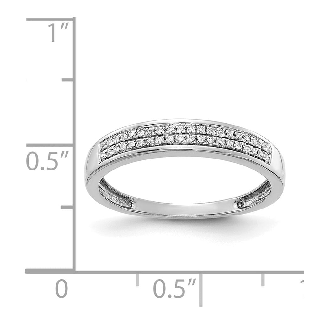 14k White Gold 2-row Diamond Band – Elegant Jewelry Gift for Birthday, Anniversary, Engagement, Wedding