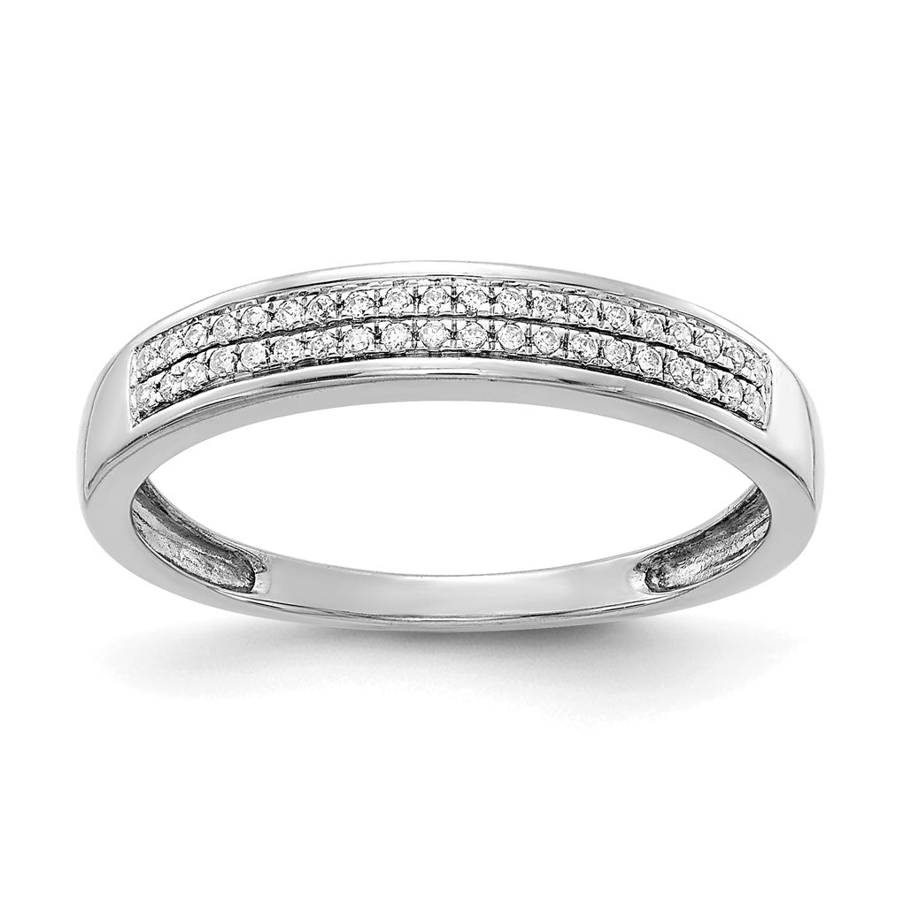 14k White Gold 2-row Diamond Band – Elegant Jewelry Gift for Birthday, Anniversary, Engagement, Wedding