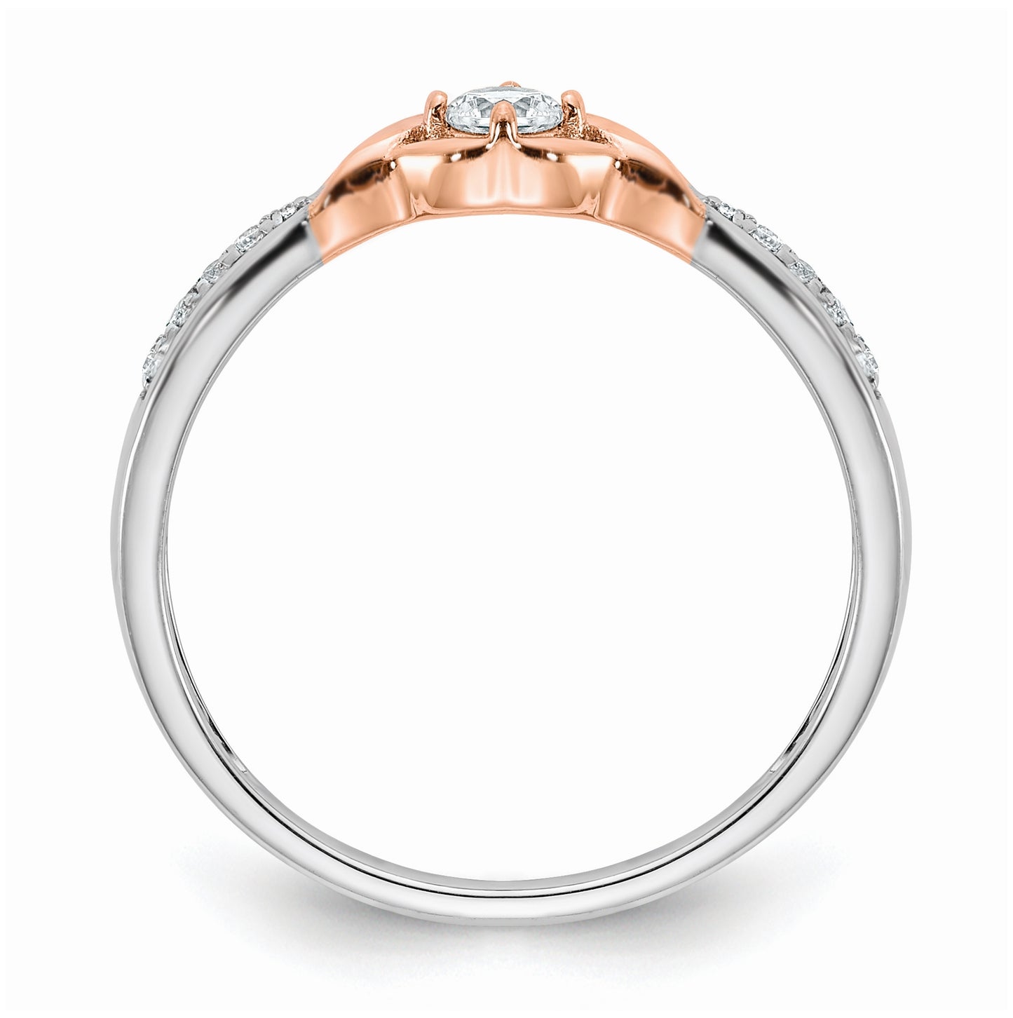 First Promise 14k White and Rose Gold 1/10 carat Round Diamond Complete Promise/Engagement Ring