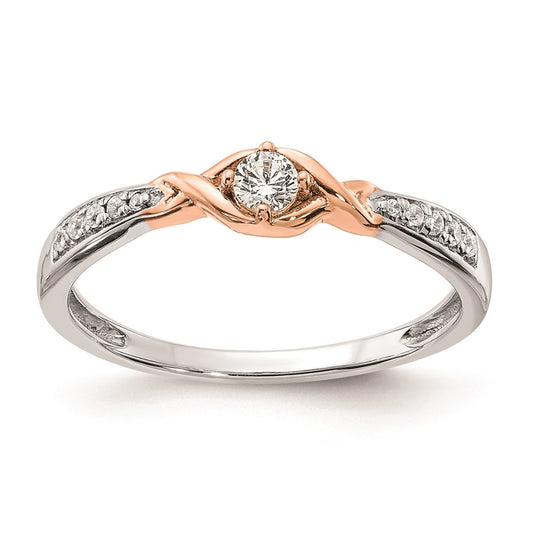 First Promise 14k White and Rose Gold 1/10 carat Round Diamond Complete Promise/Engagement Ring