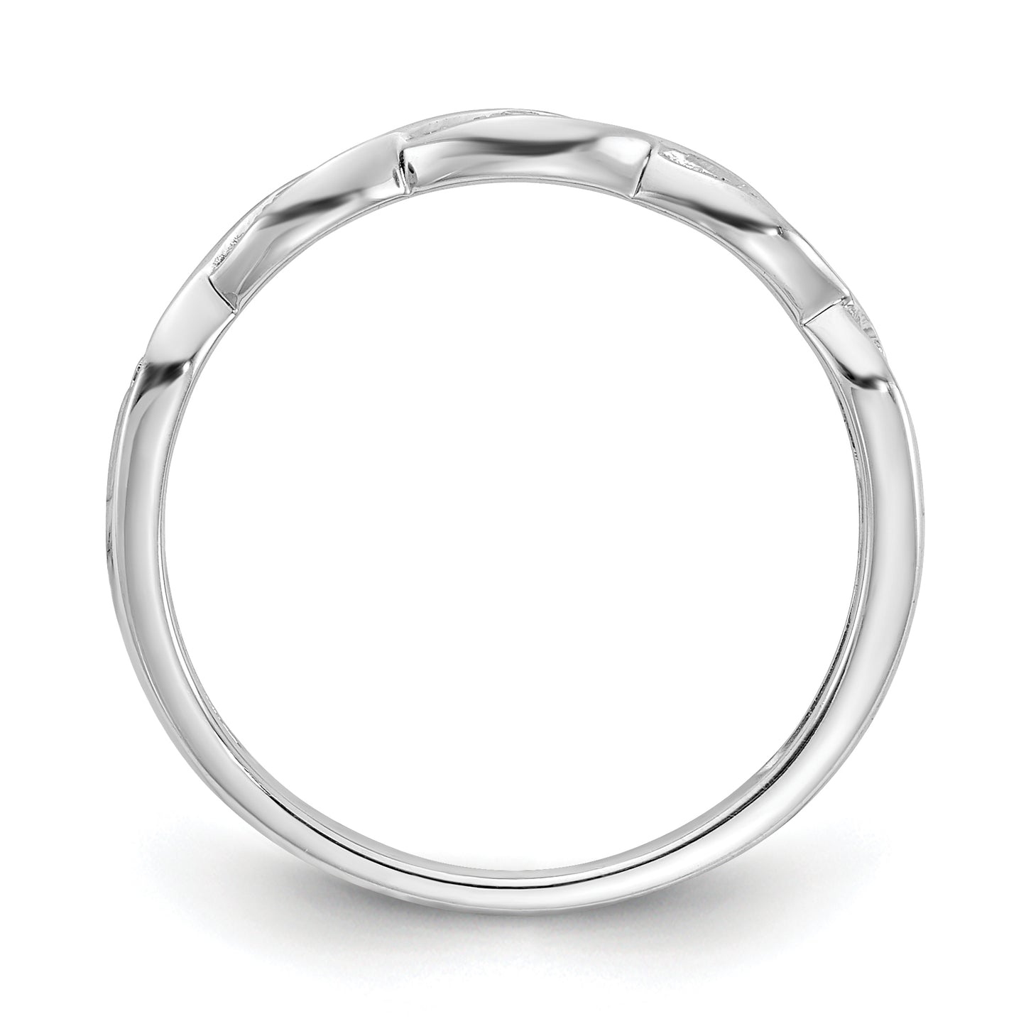 14k White Gold Criss-Cross 1/15 carat Diamond Complete Wedding Band