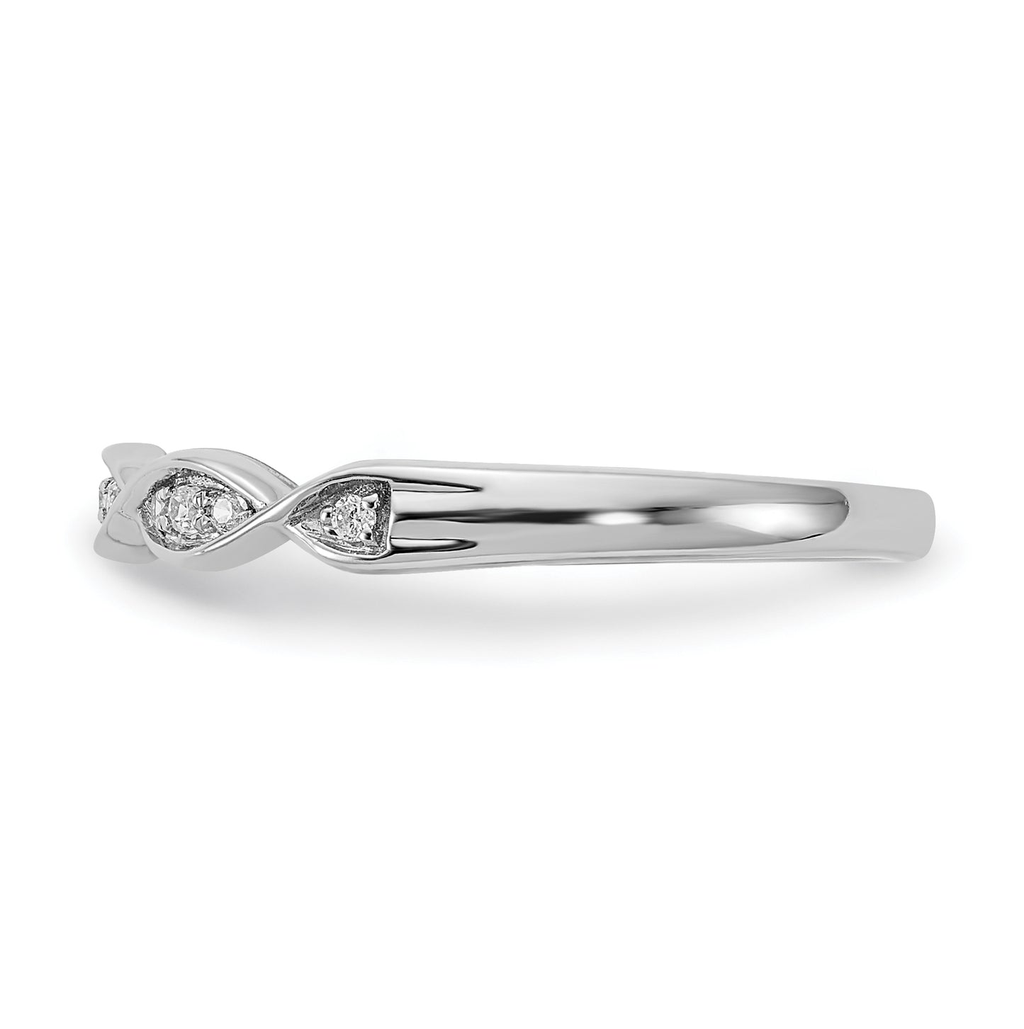14k White Gold Criss-Cross 1/15 carat Diamond Complete Wedding Band