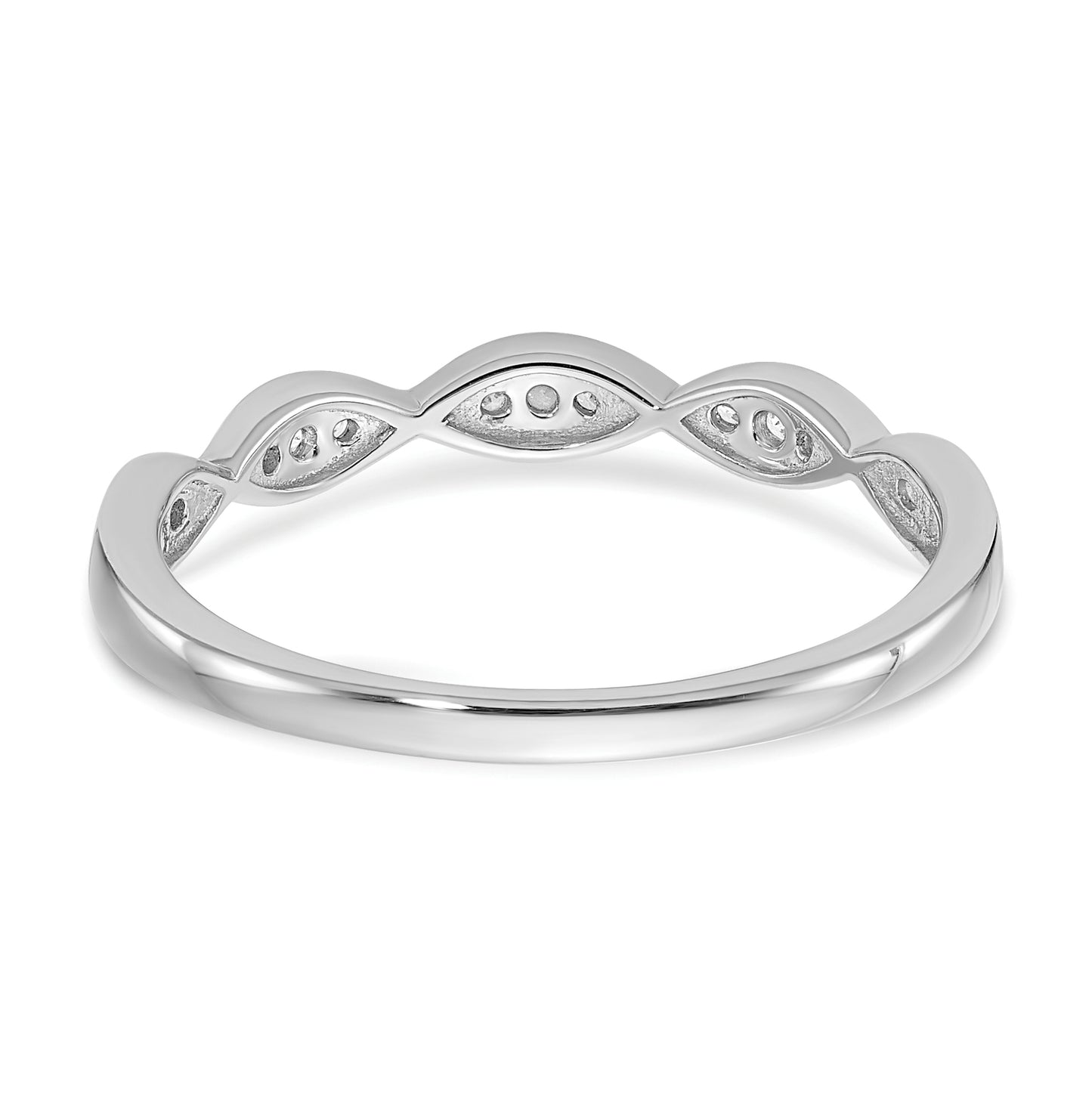 14k White Gold Criss-Cross 1/15 carat Diamond Complete Wedding Band