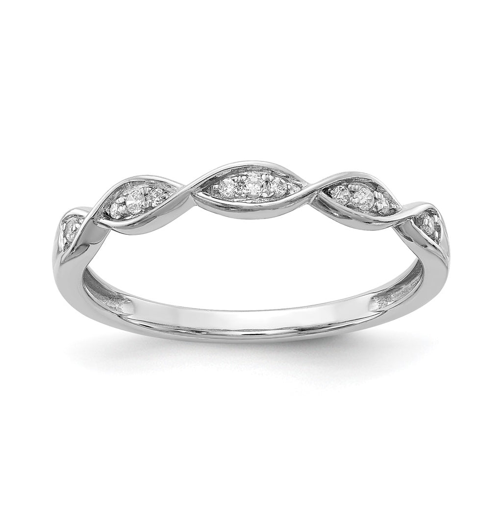 14k White Gold Criss-Cross 1/15 carat Diamond Complete Wedding Band