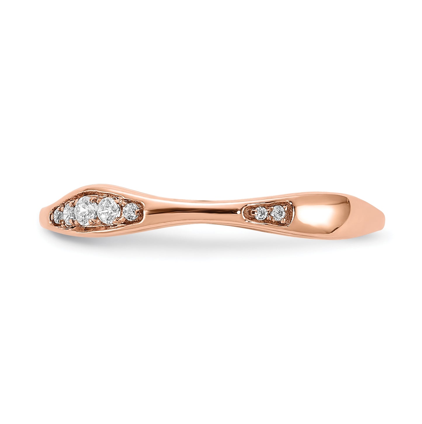 14k Rose Gold 1/8 carat Diamond Contoured Complete Wedding Band