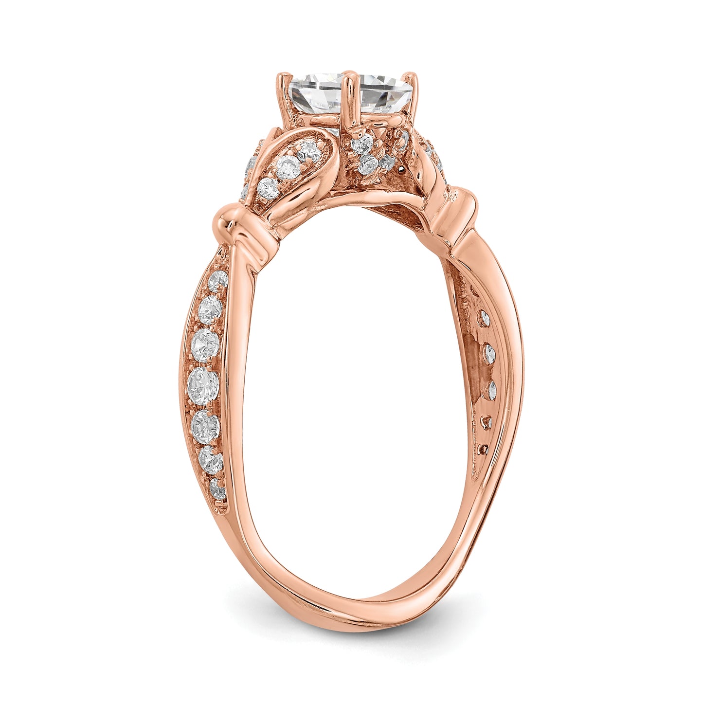 14k Rose Gold Two Hearts (Holds 1/2 carat (6.2x4.7mm) Oval Center) 1/4 carat Diamond Semi-mount Engagement Ring