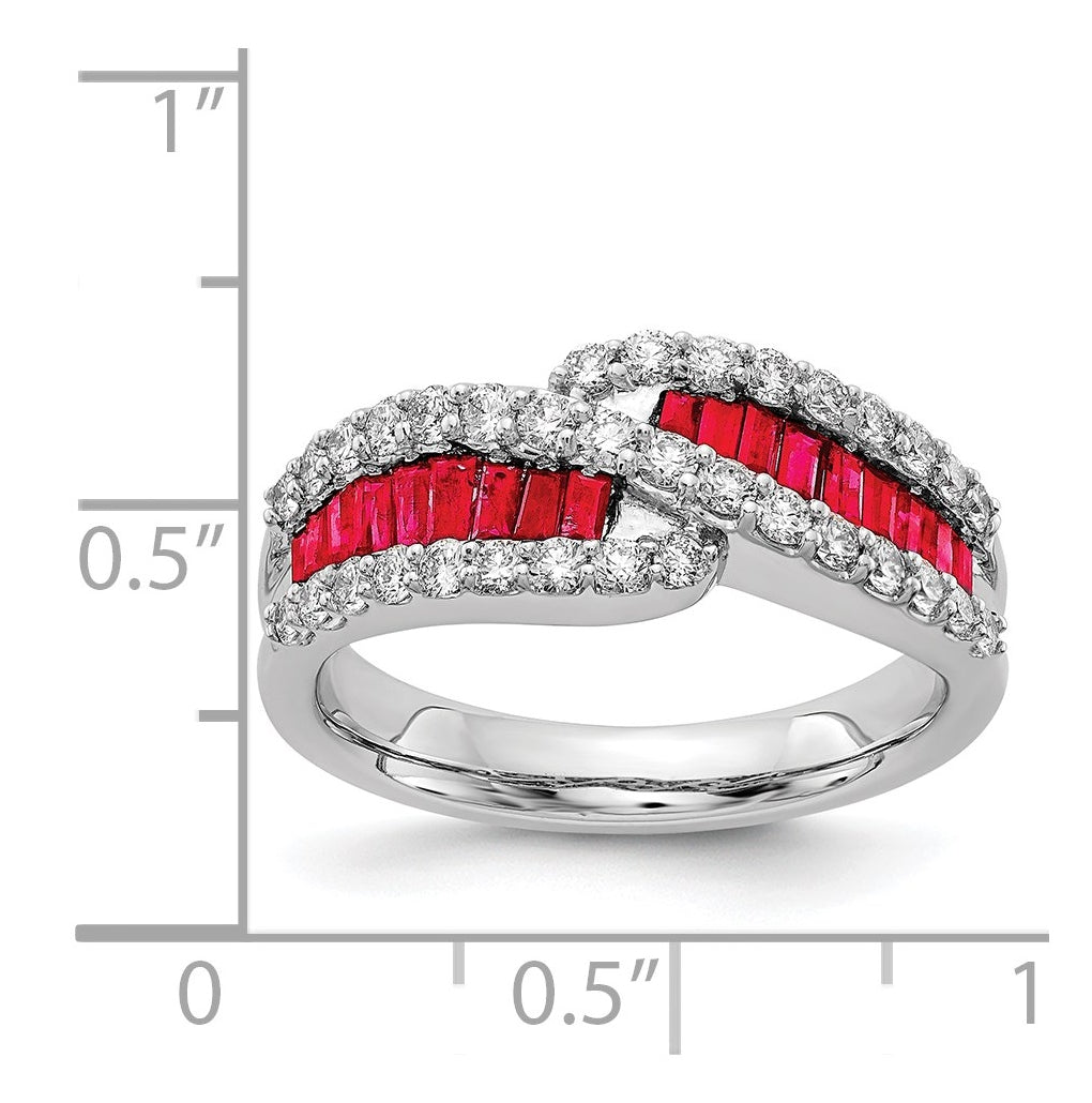 14k White Gold Ruby Diamond Ring – Elegant Jewelry Gift for Birthday, Anniversary, Engagement, Wedding