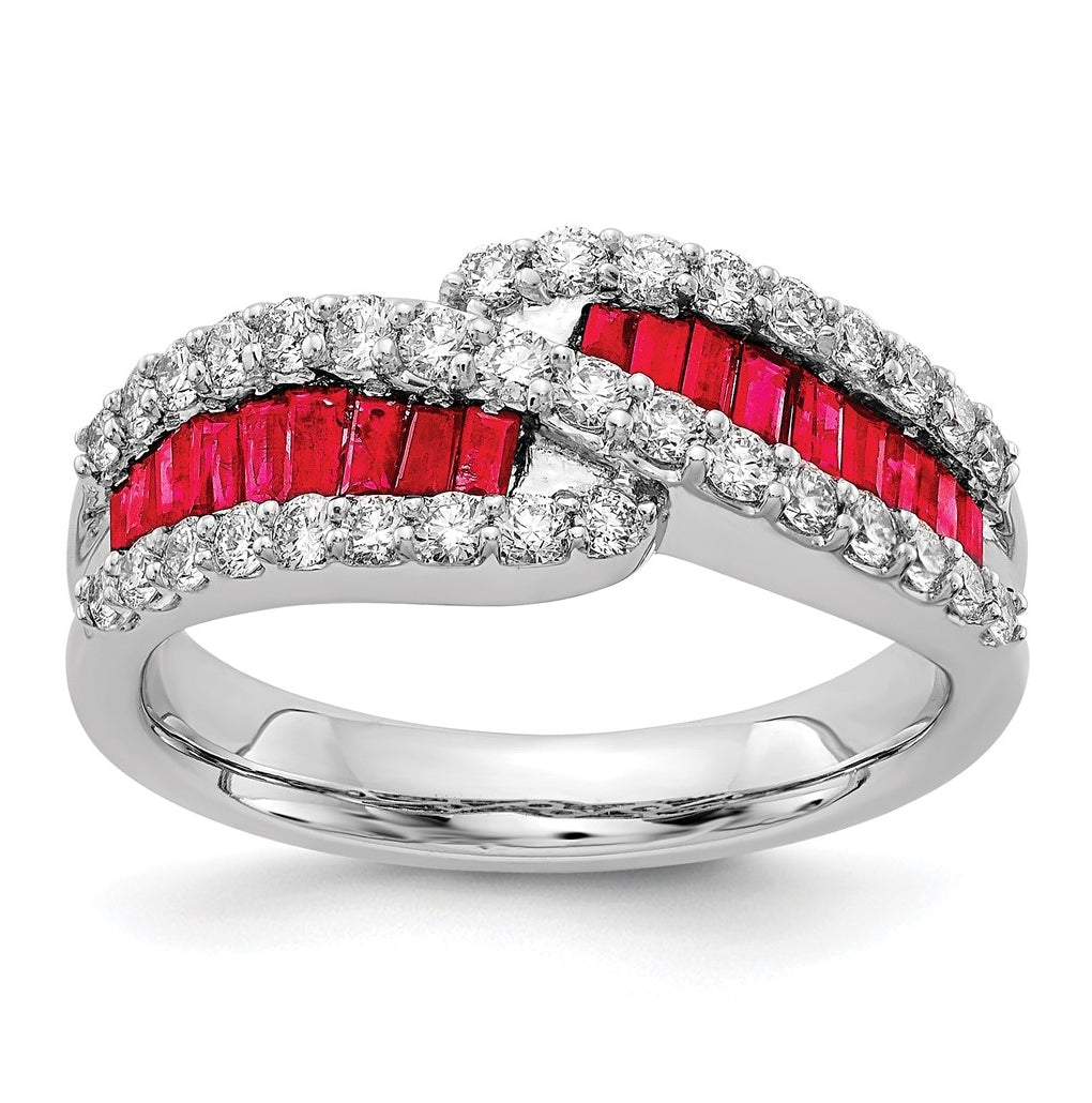 14k White Gold Ruby Diamond Ring – Elegant Jewelry Gift for Birthday, Anniversary, Engagement, Wedding