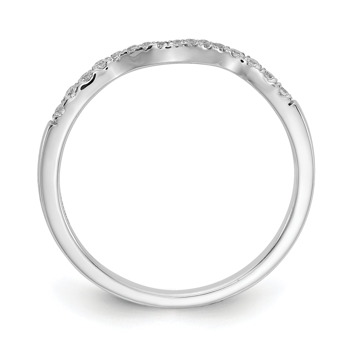 14k White Gold 1/8 carat Diamond Contoured Complete Wedding Band,  1.5 to 2.7 mm (tapered)