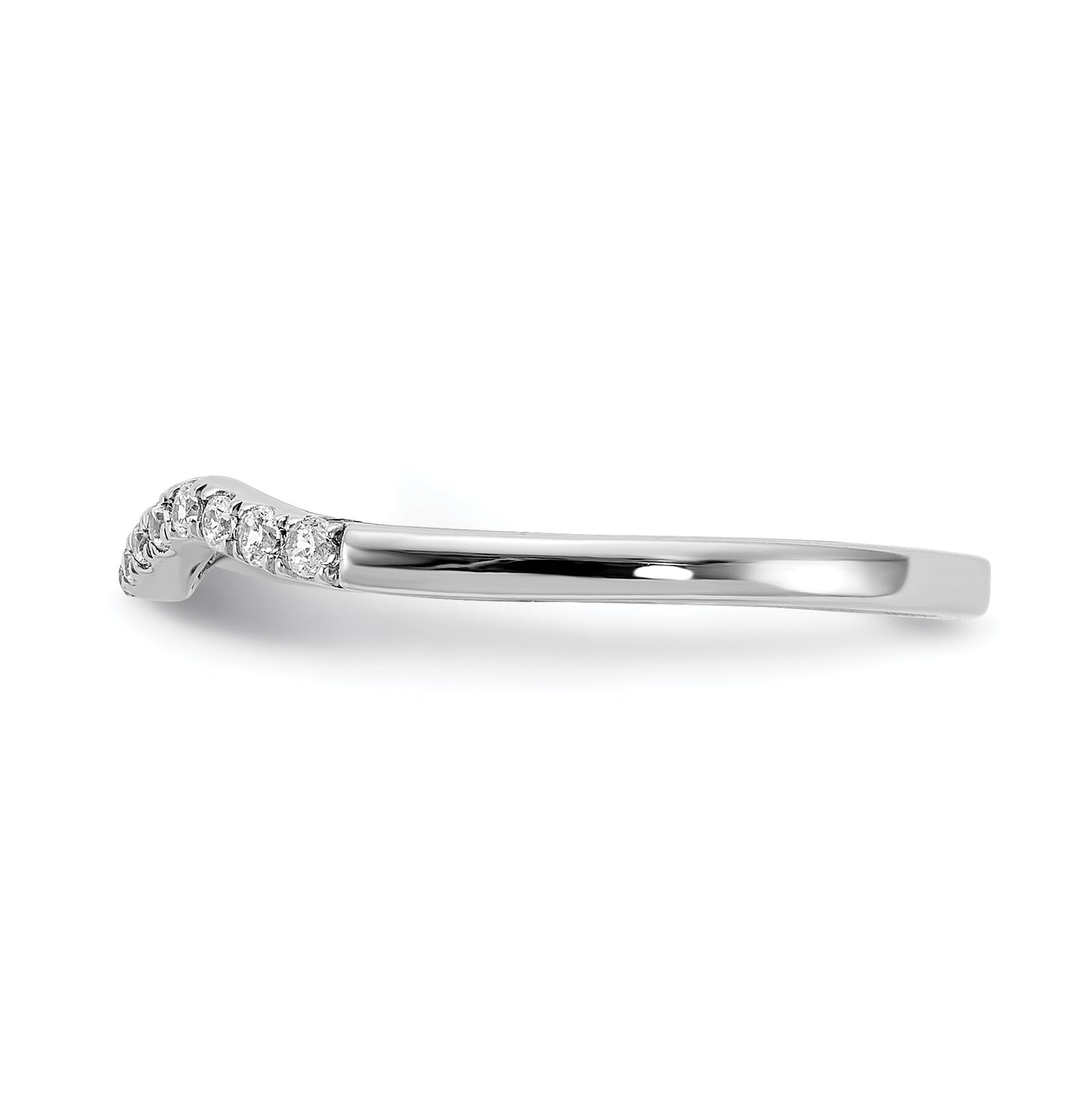14k White Gold 1/8 carat Diamond Contoured Complete Wedding Band,  1.5 to 2.7 mm (tapered)