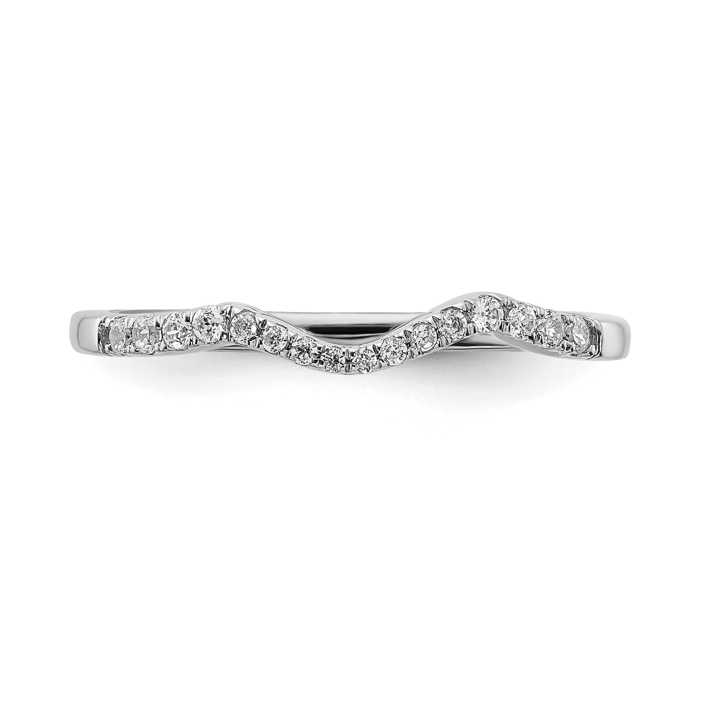 14k White Gold 1/8 carat Diamond Contoured Complete Wedding Band,  1.5 to 2.7 mm (tapered)