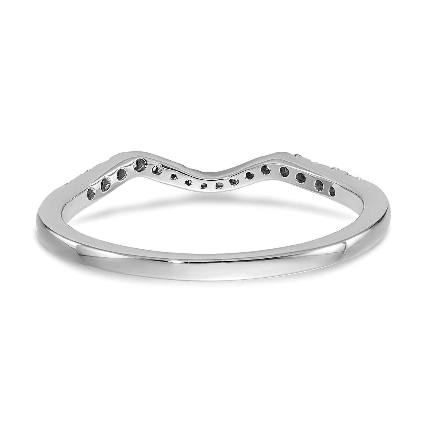14k White Gold 1/8 carat Diamond Contoured Complete Wedding Band,  1.5 to 2.7 mm (tapered)