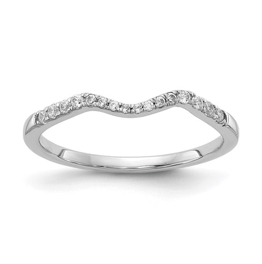 14k White Gold 1/8 carat Diamond Contoured Complete Wedding Band,  1.5 to 2.7 mm (tapered)