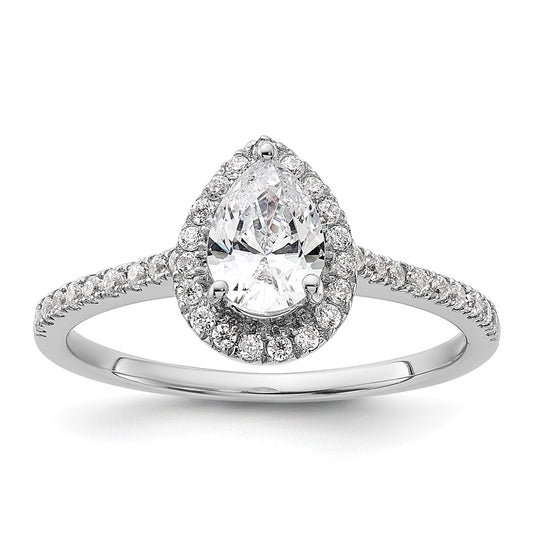 14k White Gold Halo Plus (Holds 3/4 carat (7.1x4.7mm) Pear Center) 1/4 carat Diamond Semi-mount Engagement Ring