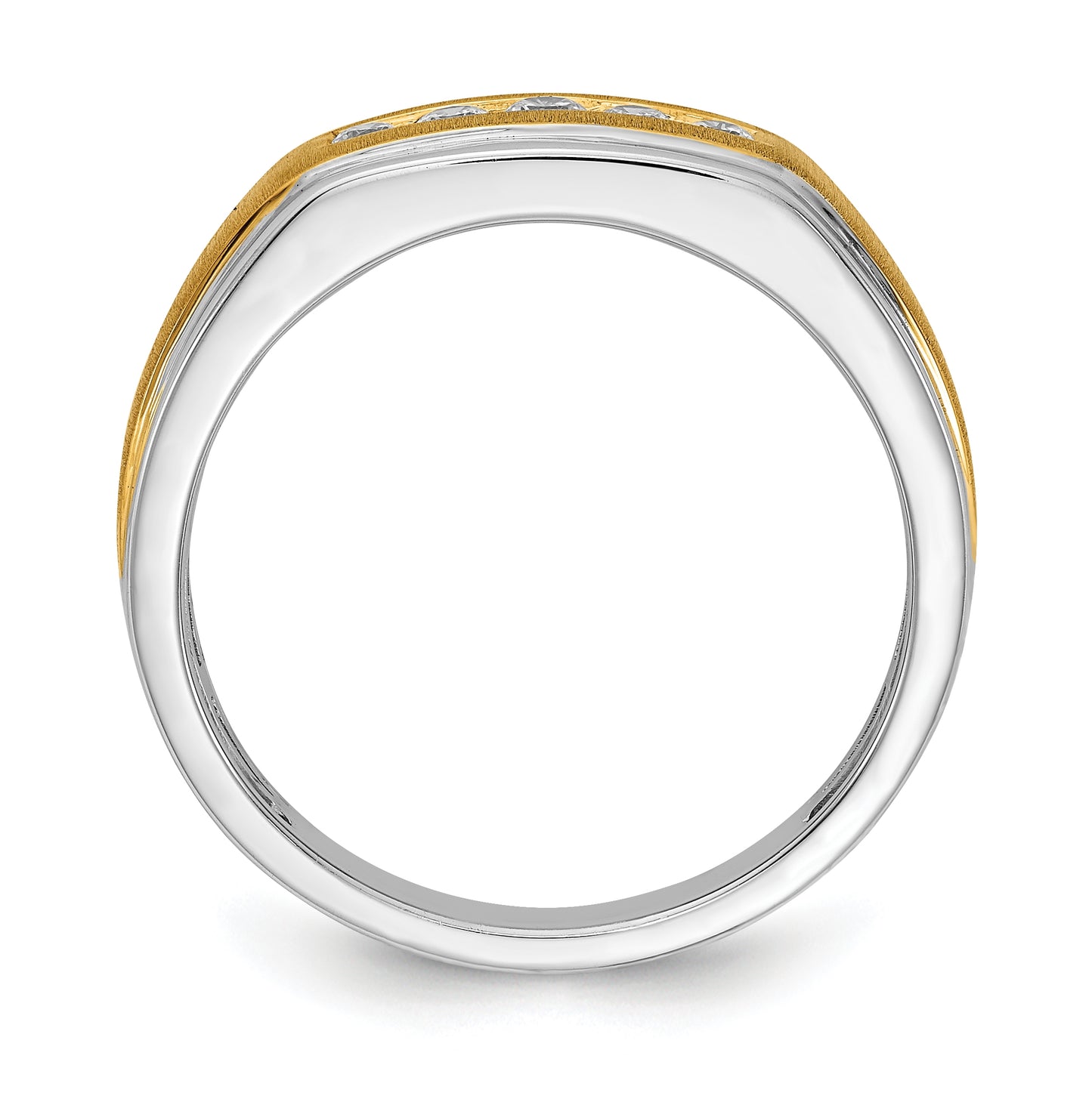 14k White & Yellow Gold Diamond Men's Ring