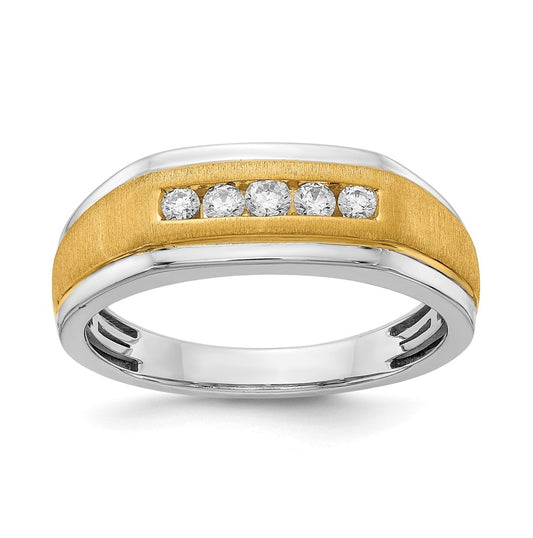 14k White & Yellow Gold Diamond Men's Ring