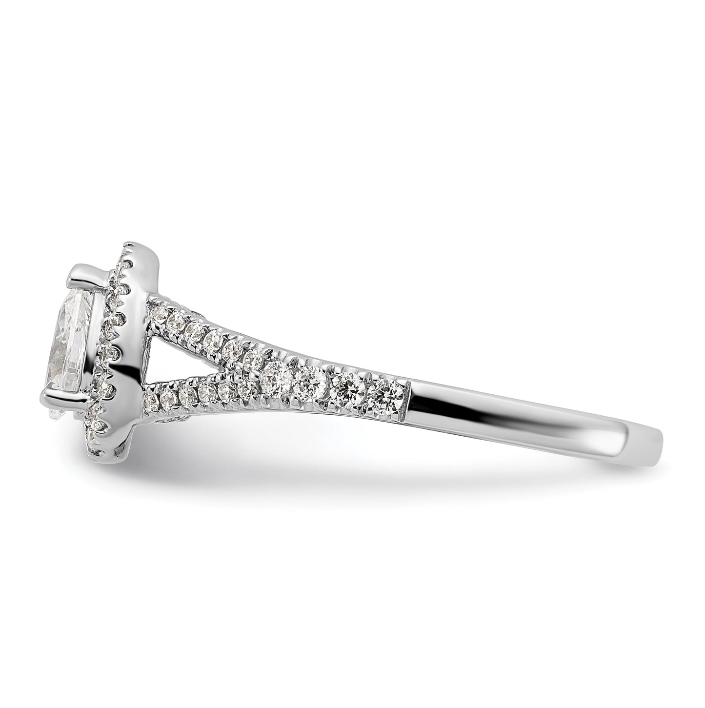14k White Gold Halo Plus (Holds 1/2 carat (6x4mm) Pear Center) 3/8 carat Diamond Semi-mount Engagement Ring
