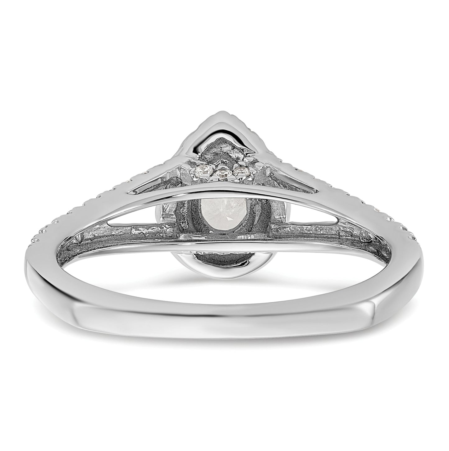 14k White Gold Halo Plus (Holds 1/2 carat (6x4mm) Pear Center) 3/8 carat Diamond Semi-mount Engagement Ring
