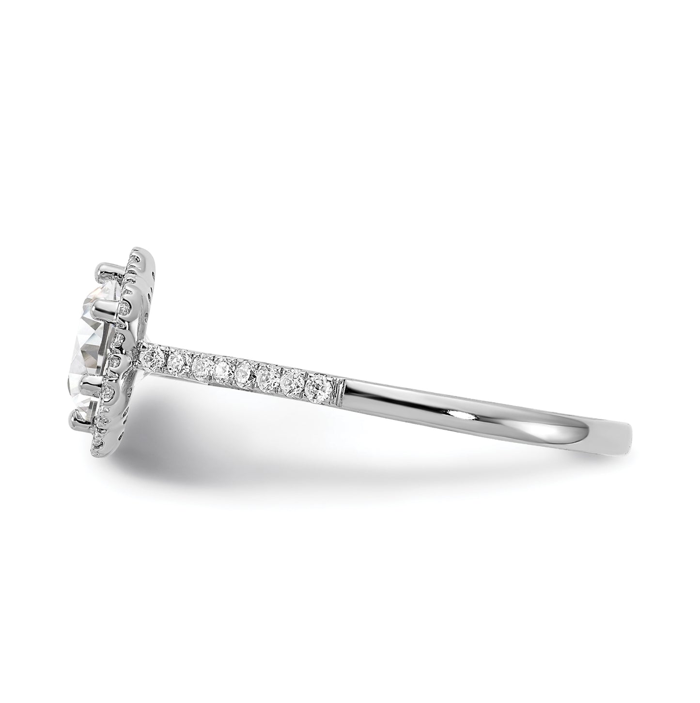 14k White Gold Hexagon Halo (Holds 3/4 carat (6.00mm) Round Center) 1/4 carat Diamond Semi-mount Engagement Ring