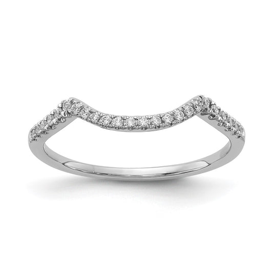 14k White Gold 1/8 carat Diamond Contoured Complete Wedding Band,  1.1 mm