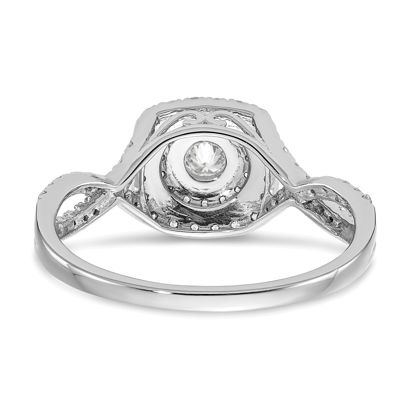 14k White Gold Double Halo (Holds 1/3 carat (4.5mm) Round Center) 3/8 carat Diamond Semi-mount Engagement Ring