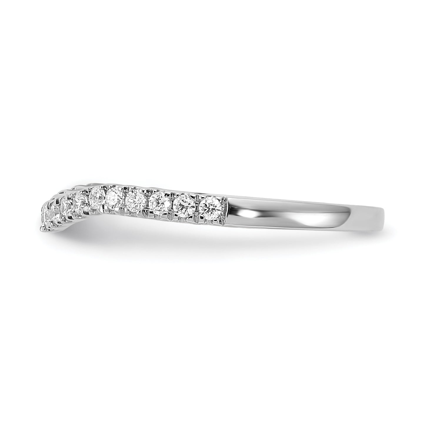 14k White Gold 1/5 ct Diamond Contoured Complete Wedding Band