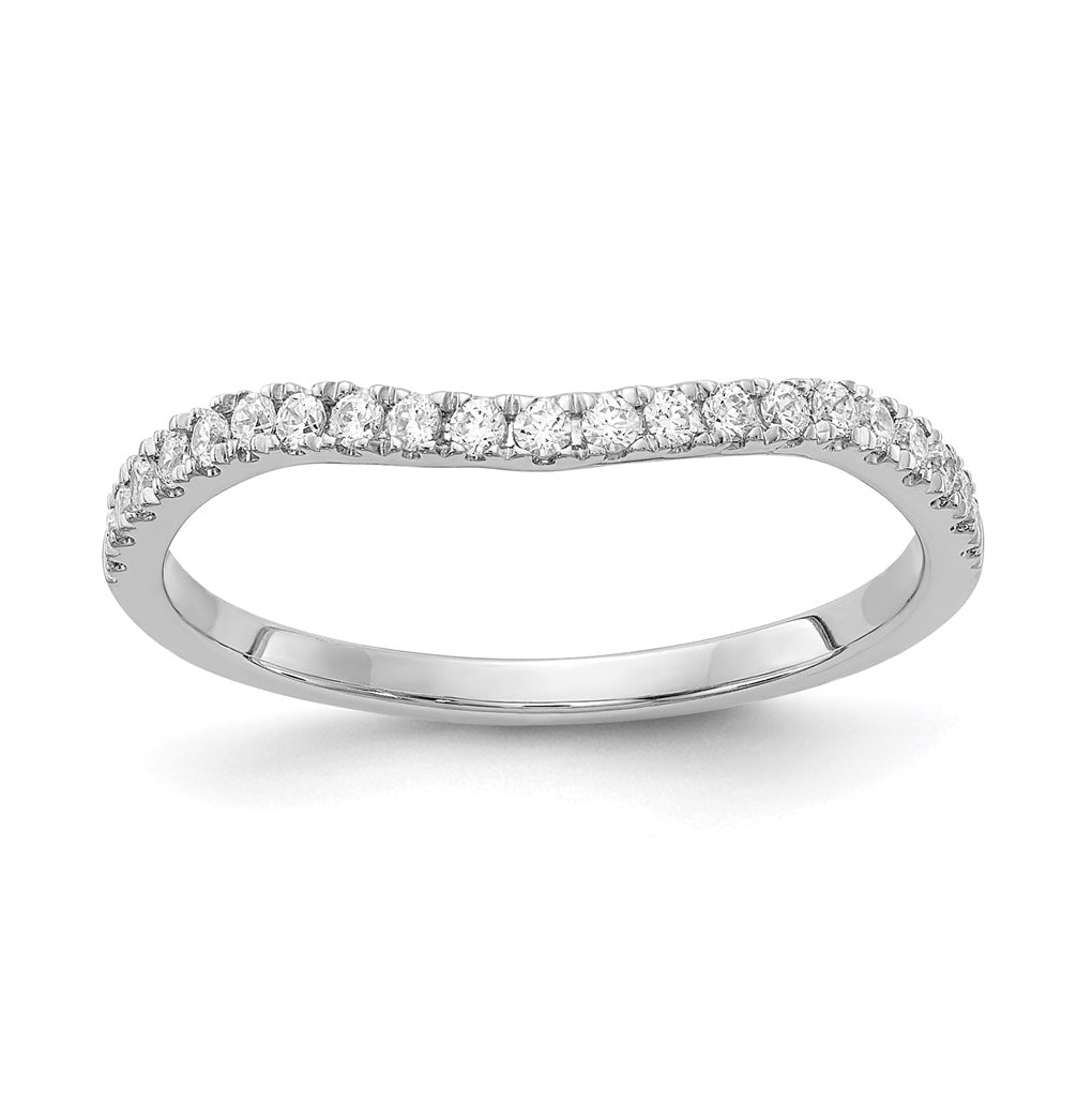 14k White Gold 1/5 ct Diamond Contoured Complete Wedding Band