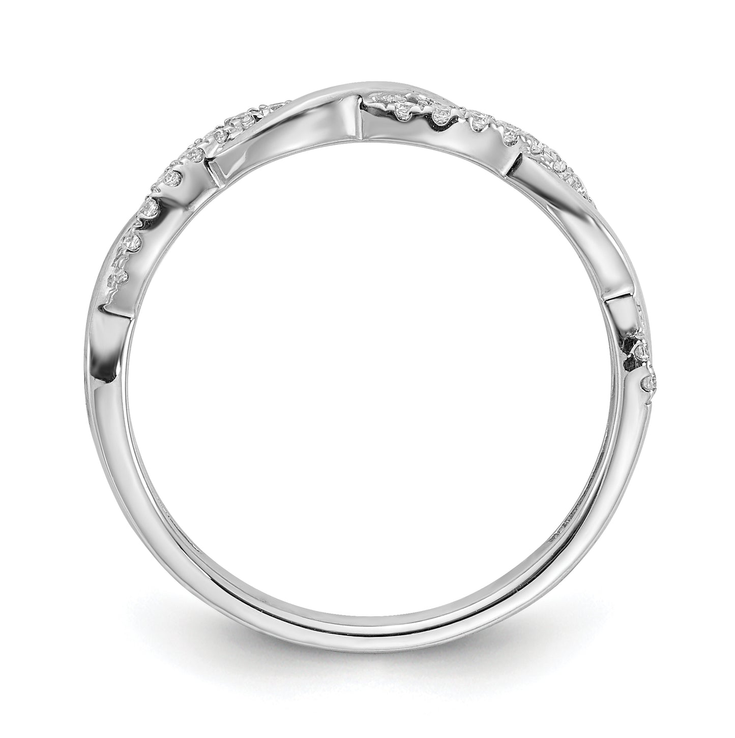 14k White Gold 1/8 carat Diamond Twist Design Complete Wedding Band
