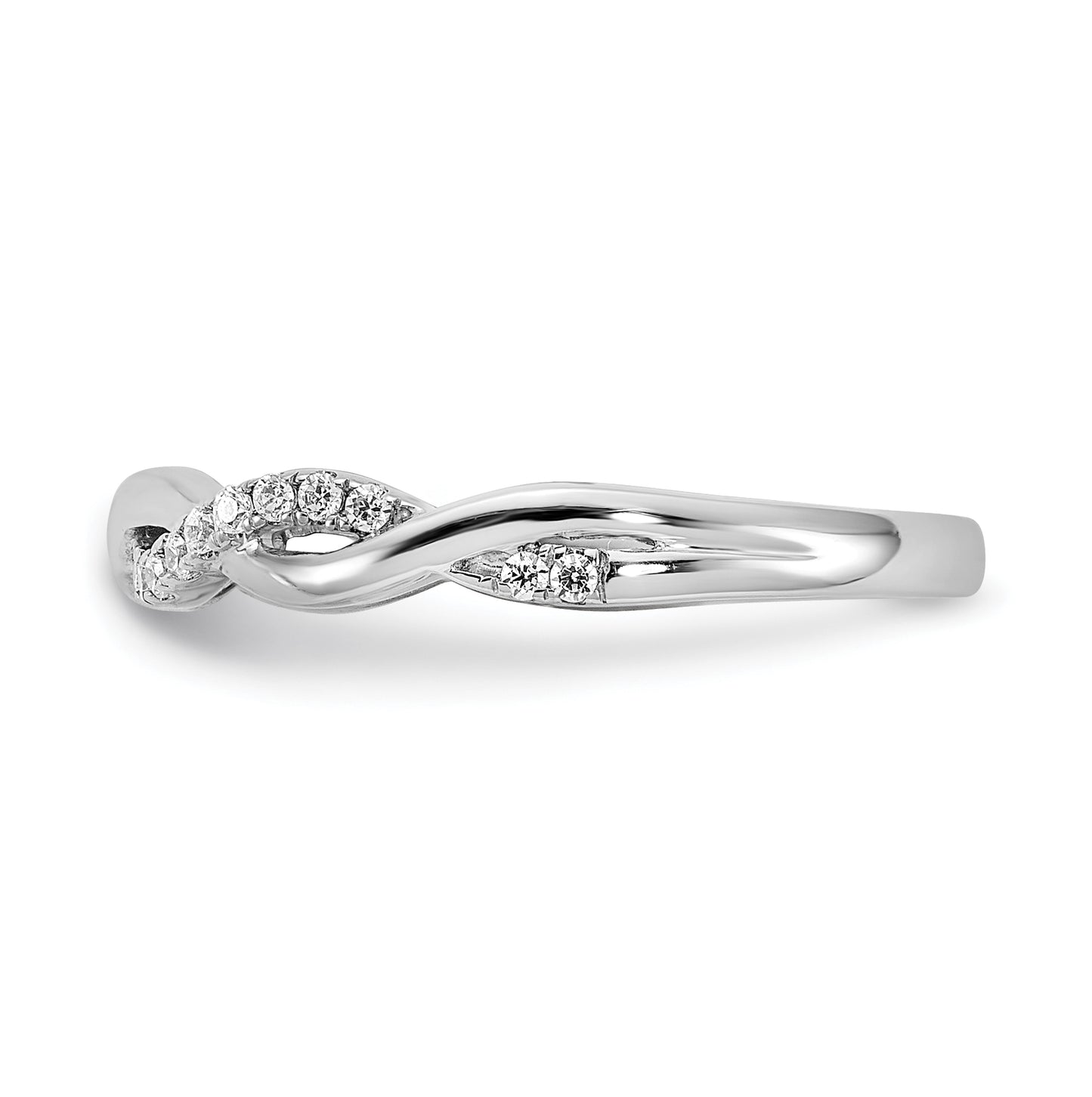 14k White Gold 1/8 carat Diamond Twist Design Complete Wedding Band