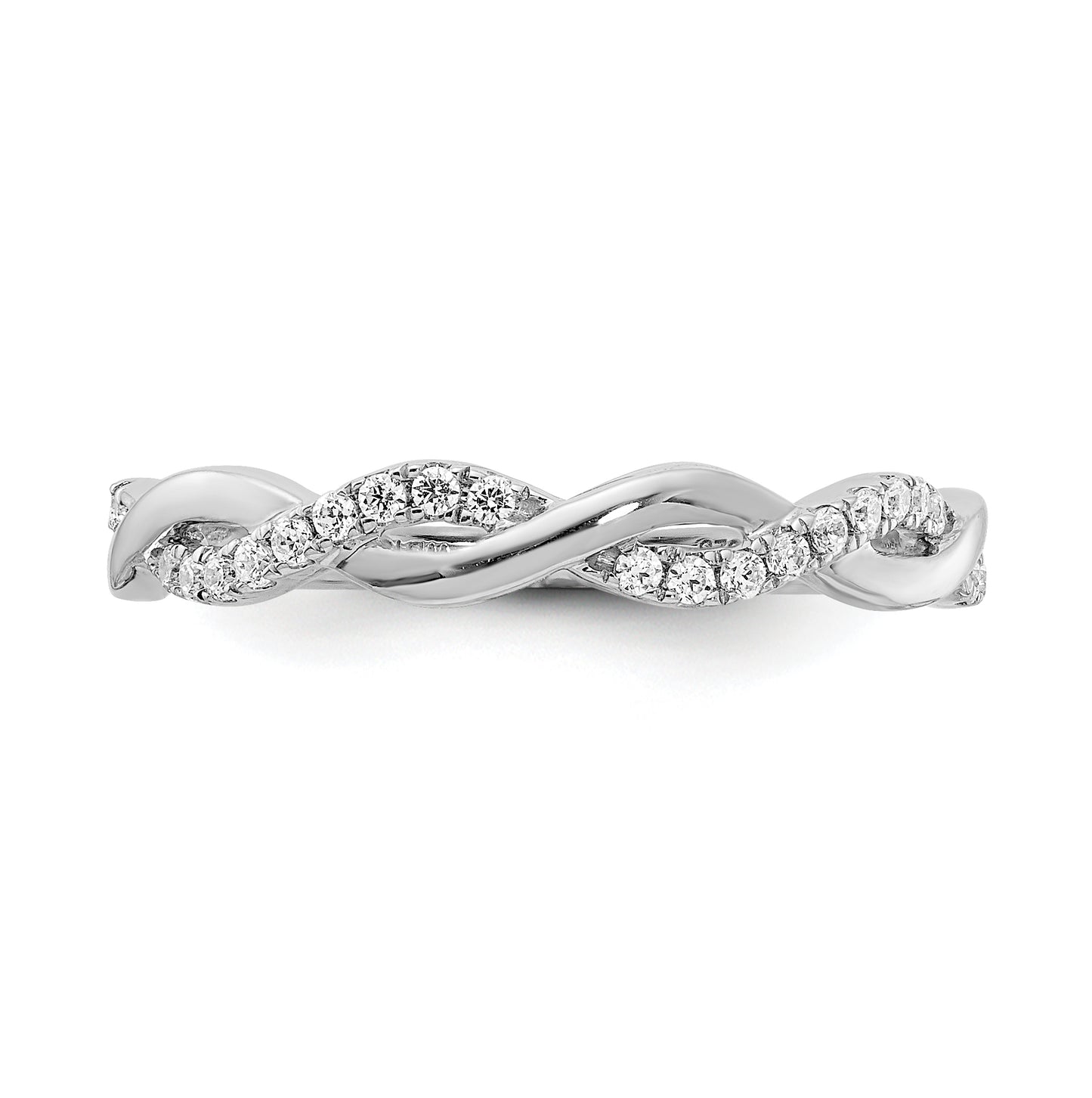 14k White Gold 1/8 carat Diamond Twist Design Complete Wedding Band